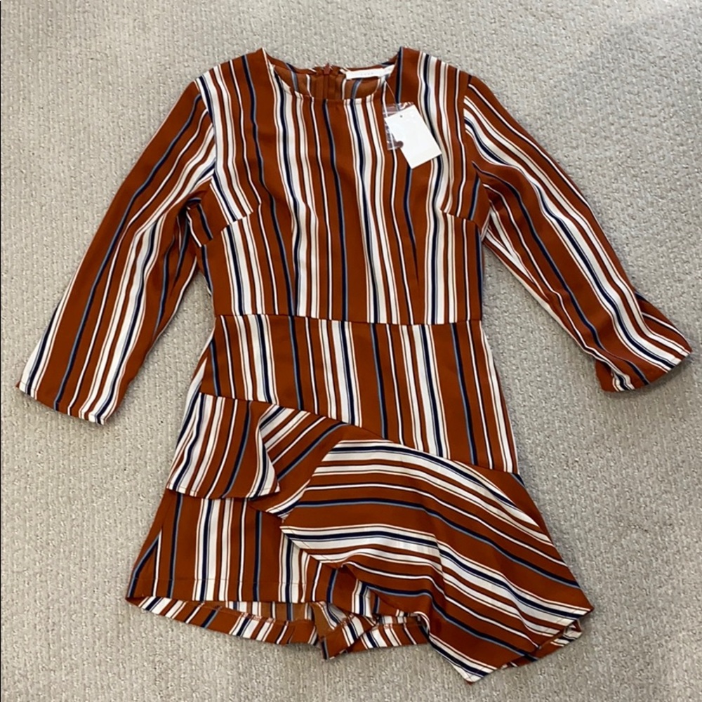 NWT Lush Orange Striped Romper